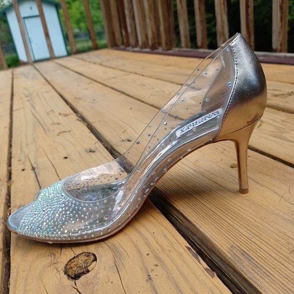 BADGLEY Mischka Crystal Embellished Heels Sz 10 - Picture 2 of 9